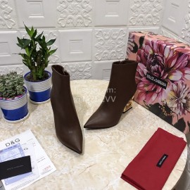 Dolce Gabbana New Cowhide Letter High Heel Boots For Women Brown