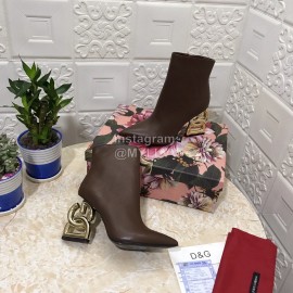 Dolce Gabbana New Cowhide Letter High Heel Boots For Women Brown