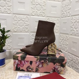 Dolce Gabbana New Cowhide Letter High Heel Boots For Women Brown