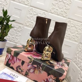 Dolce Gabbana New Cowhide Letter High Heel Boots For Women Brown