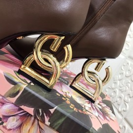 Dolce Gabbana New Cowhide Letter High Heel Boots For Women Brown