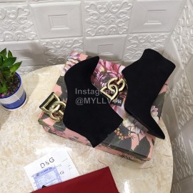 Dolce Gabbana New Cowhide Velvet Letter High Heel Boots For Women Black