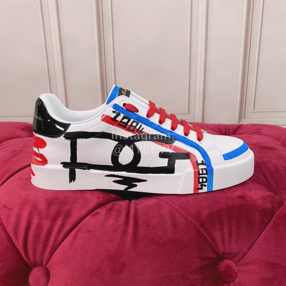 Dolce Gabbana Silk Cowhide Casual Sneakers For Women Blue