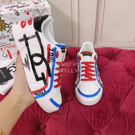 Dolce Gabbana Silk Cowhide Casual Sneakers For Women Blue