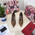 Dolce Gabbana Leopard Print Leather High Heels For Women