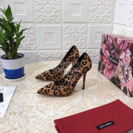 Dolce Gabbana Leopard Print Leather High Heels For Women