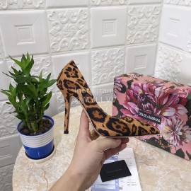 Dolce Gabbana Leopard Print Leather High Heels For Women