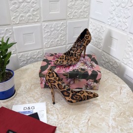 Dolce Gabbana Leopard Print Leather High Heels For Women