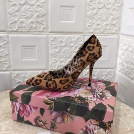 Dolce Gabbana Leopard Print Leather High Heels For Women