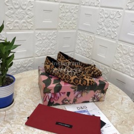 Dolce Gabbana Leopard Print Leather Flat Heels For Women