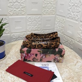 Dolce Gabbana Leopard Print Leather Flat Heels For Women