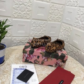 Dolce Gabbana Leopard Print Leather Flat Heels For Women