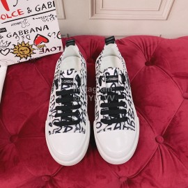 Dolce Gabbana Fashion Cowhide Canvas Shoes For Women Black