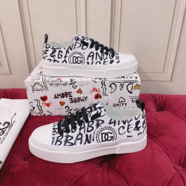 Dolce Gabbana Fashion Cowhide Canvas Shoes For Women Black