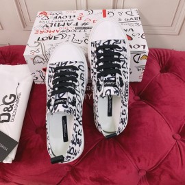 Dolce Gabbana Fashion Cowhide Canvas Shoes For Women Black