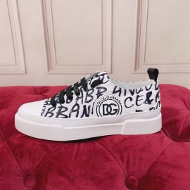 Dolce Gabbana Fashion Cowhide Canvas Shoes For Women Black