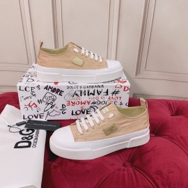 Dolce Gabbana Fashion Cowhide Canvas Shoes For Women Beige