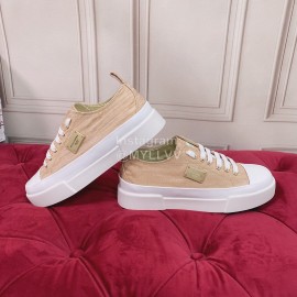 Dolce Gabbana Fashion Cowhide Canvas Shoes For Women Beige