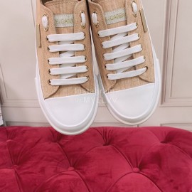 Dolce Gabbana Fashion Cowhide Canvas Shoes For Women Beige