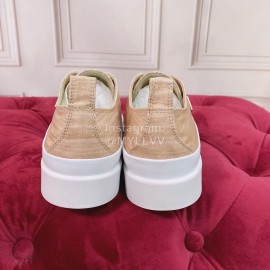 Dolce Gabbana Fashion Cowhide Canvas Shoes For Women Beige