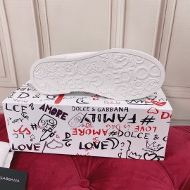 Dolce Gabbana Fashion Cowhide Canvas Shoes For Women Beige