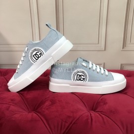 Dolce Gabbana Fashion Cowhide Canvas Shoes Blue For Women 
