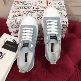 Dolce Gabbana Fashion Cowhide Canvas Shoes Blue For Women 