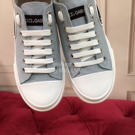 Dolce Gabbana Fashion Cowhide Canvas Shoes Blue For Women 