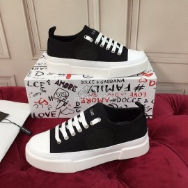 Dolce Gabbana Fashion Cowhide Canvas Shoes Black For Women 