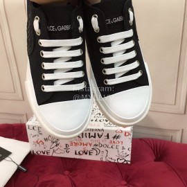 Dolce Gabbana Fashion Cowhide Canvas Shoes Black For Women 