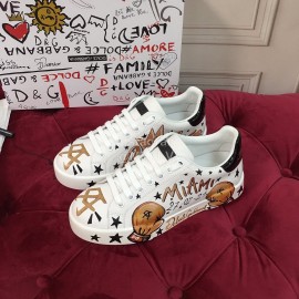 Dolce Gabbana Fashion Cowhide Canvas Lace Up Shoes For Women 