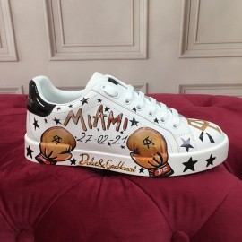 Dolce Gabbana Fashion Cowhide Canvas Lace Up Shoes For Women 