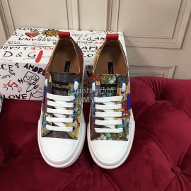 Dolce Gabbana Fashion Printed Cowhide Canvas Lace Up Shoes For Women 
