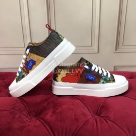 Dolce Gabbana Fashion Printed Cowhide Canvas Lace Up Shoes For Women 