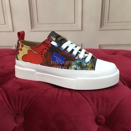 Dolce Gabbana Fashion Printed Cowhide Canvas Lace Up Shoes For Women 