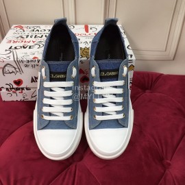 Dolce Gabbana Cowhide Canvas Lace Up Shoes For Women Denim
