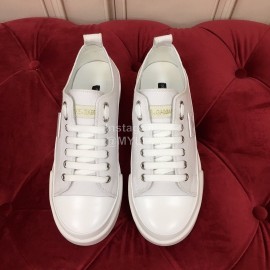 Dolce Gabbana Cowhide Canvas Lace Up Shoes For Women White