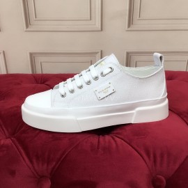 Dolce Gabbana Cowhide Canvas Lace Up Shoes For Women White