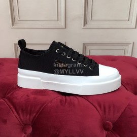 Dolce Gabbana Cowhide Canvas Lace Up Shoes For Women Black