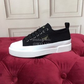 Dolce Gabbana Cowhide Canvas Lace Up Shoes For Women Black