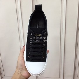 Dolce Gabbana Cowhide Canvas Lace Up Shoes For Women Black