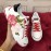 Dolce Gabbana Printed Cowhide Canvas Lace Up Shoes For Women Red