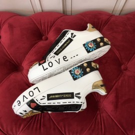 Dolce Gabbana Silk Cowhide Embroidery Casual Shoes For Women 