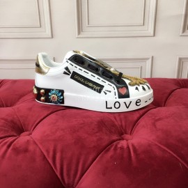 Dolce Gabbana Silk Cowhide Embroidery Casual Shoes For Women 