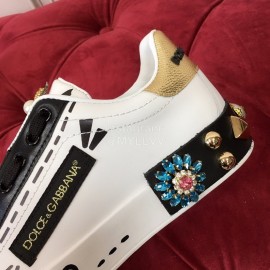 Dolce Gabbana Silk Cowhide Embroidery Casual Shoes For Women 