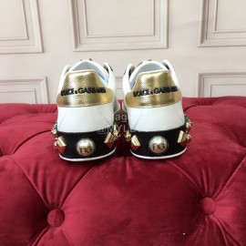 Dolce Gabbana Silk Cowhide Embroidery Casual Shoes For Women 