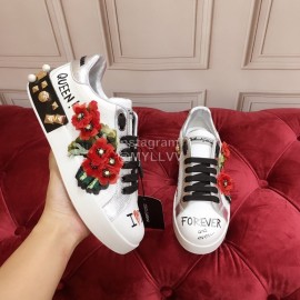 Dolce Gabbana Flower Rivet Lace Up Casual Shoes For Women 