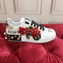 Dolce Gabbana Flower Rivet Lace Up Casual Shoes For Women 