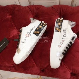 Dolce Gabbana Flower Rivet Lace Up Casual Shoes For Women 