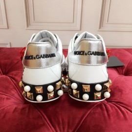 Dolce Gabbana Flower Rivet Lace Up Casual Shoes For Women 